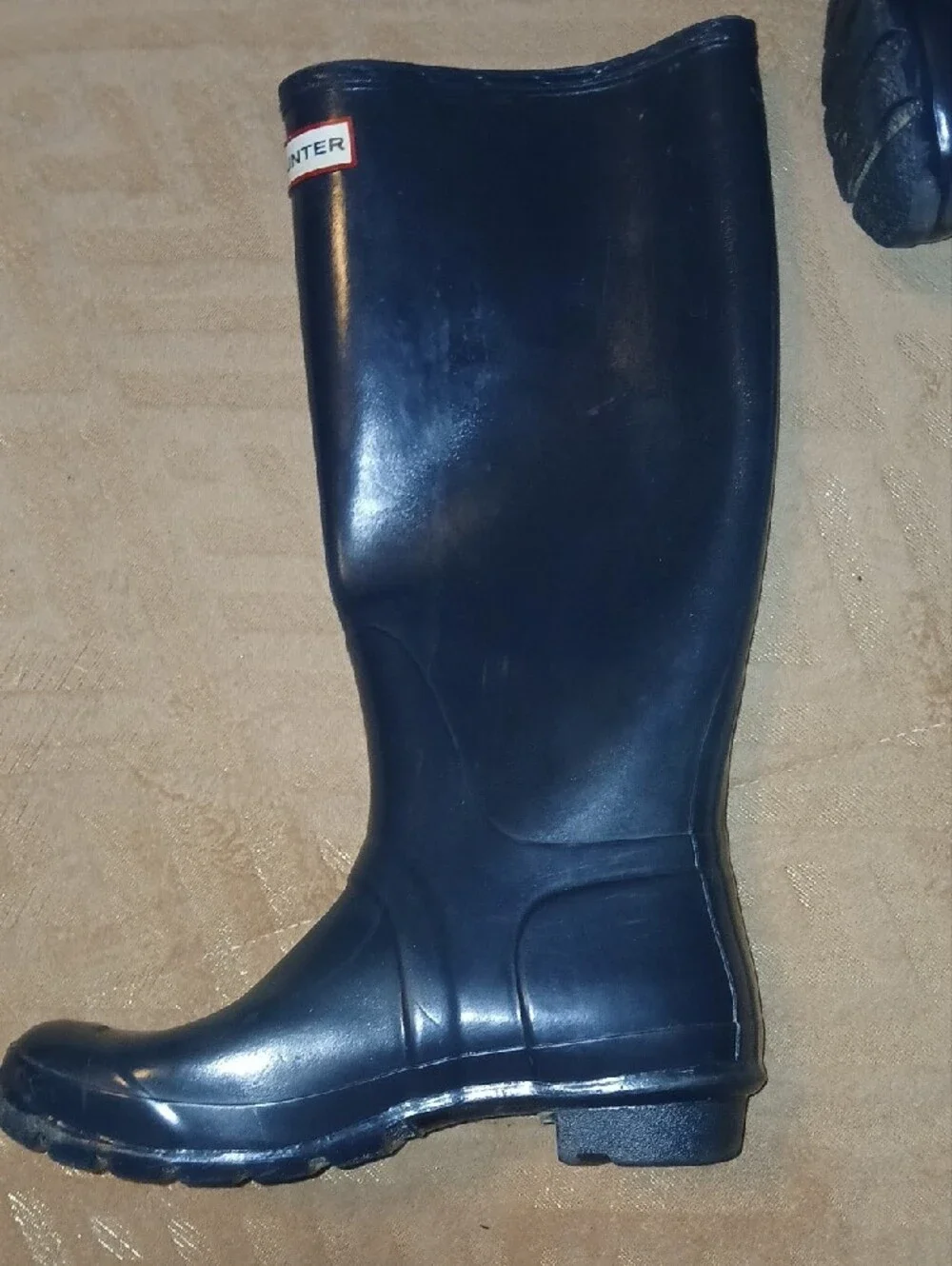 Hunter Unisex Navy Original Gloss Tall Rain/Snow Boots Sz: M6, W7